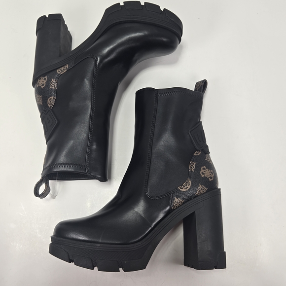 *NEW* Guess Xeno FL7XNOFAL10 Black Chunky Heeled Combat Boots Size EU 36 US 5.5 - Picture 5 of 12